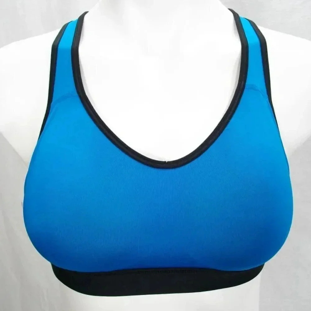SMALL Champion N9642 Concealer Ladder Back Wire Free Bra Teal Blue & Black NWOT